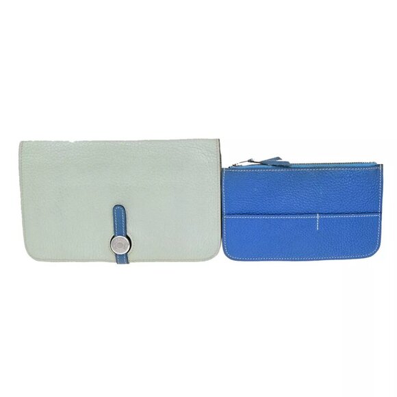 AUTHENTICITY GUARANTEED HERMES Logo Dogon GM Bicolor Long Wallet Purse - Picture 1 of 15
